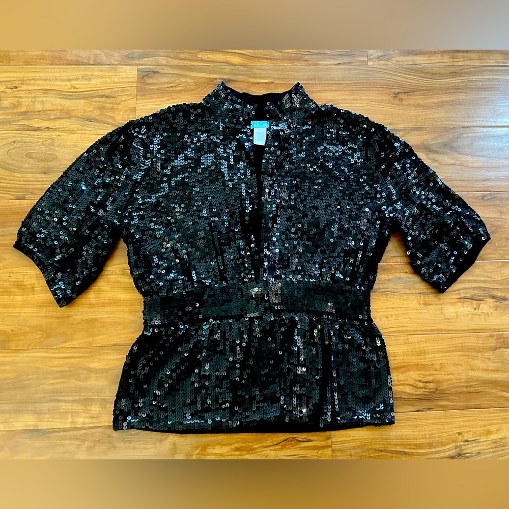 Gently worn women’s SS Urchin Black Sequin Blouse